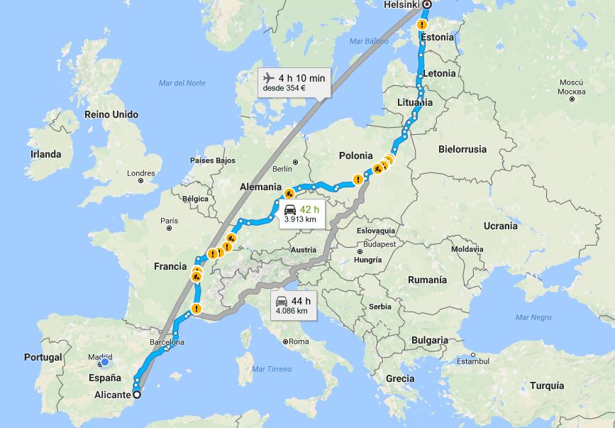 mudanza entre Alicante y Helsinki