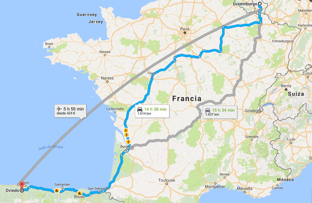 mudanza desde Luxemburgo hasta Oviedo