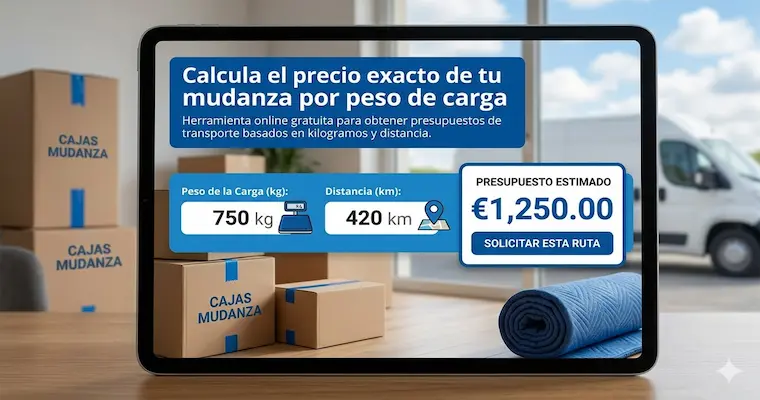 Calculadora online de presupuestos de mudanza por peso en kilogramos