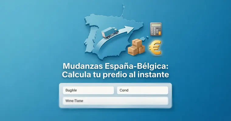 Calculadora de precio de mudanza España Bélgica por volumen en metros cúbicos