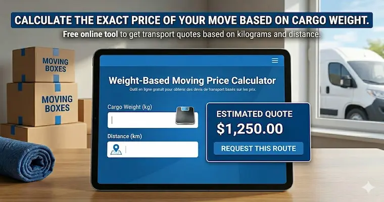Calculadora online de presupuestos de mudanza por peso en kilogramos
