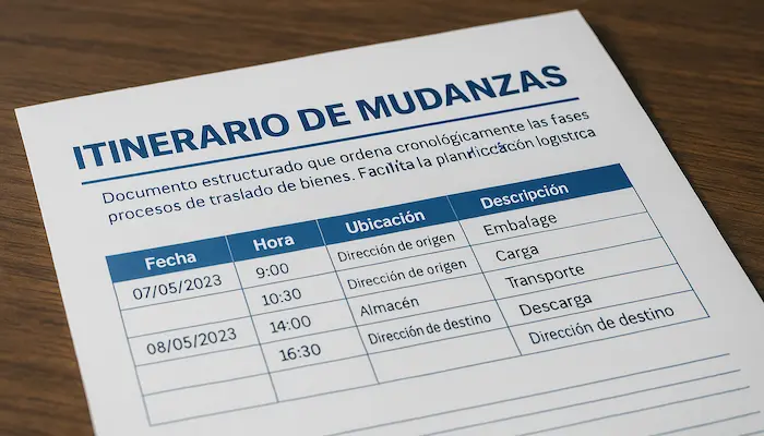 itinerario mudanzas