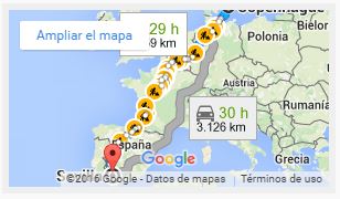 Mapa-de-ruta-de-transporte-Dinamarca-Espana