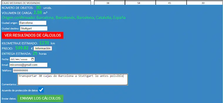 presupuestos de mudanzas internacionales a/de Alemania