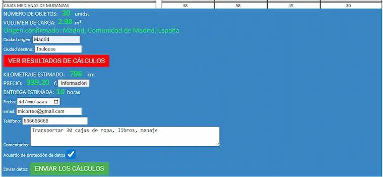 presupuestos de mudanzas internacionales a/de Francia